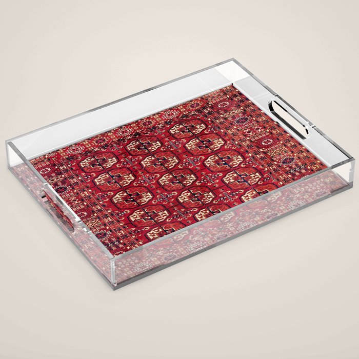 Tekke  Antique West Turkestan Rug Print Acrylic Tray Gallery Image 1