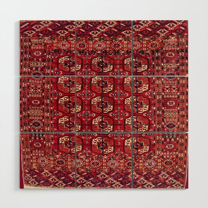 Tekke  Antique West Turkestan Rug Print Wood Wall Art Gallery Image 1