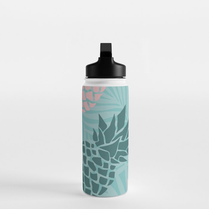 Summer, Pineapple Art, Pink, Turquoise, Teal Water Bottle Gallery Image 3
