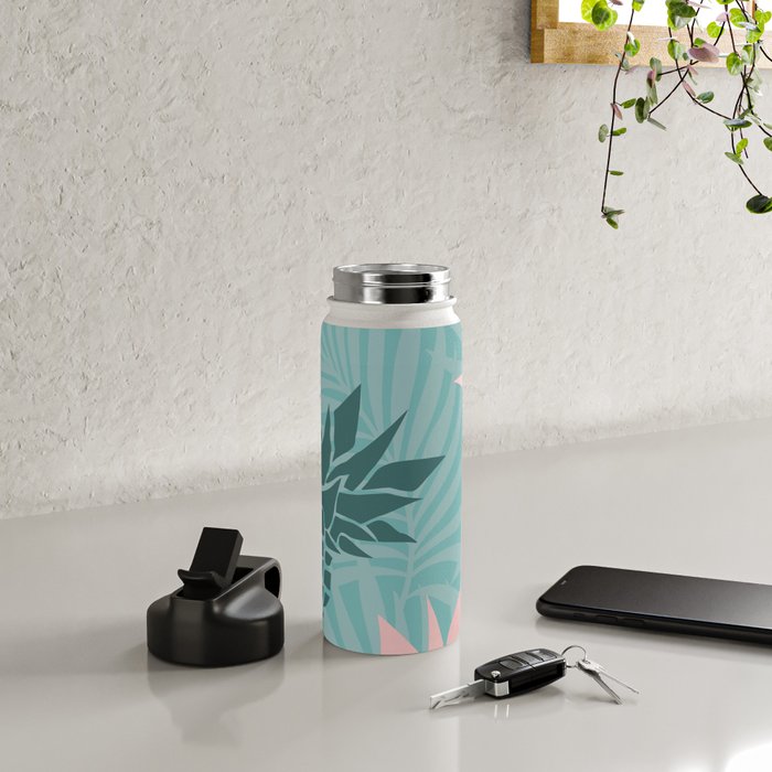 Summer, Pineapple Art, Pink, Turquoise, Teal Water Bottle Gallery Image 4