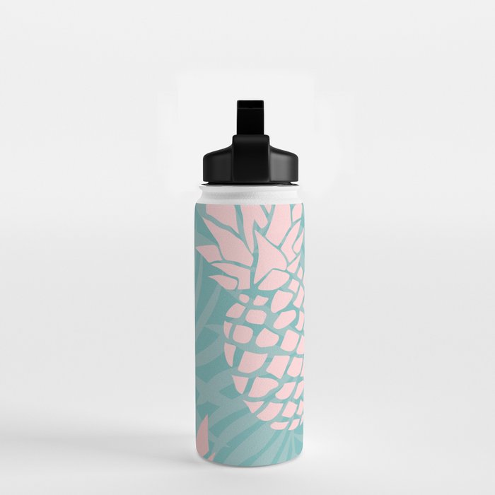 Summer, Pineapple Art, Pink, Turquoise, Teal Water Bottle Gallery Image 2