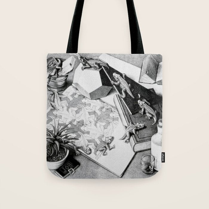 MC Escher Reptiles 1943 Artwork for Posters Prints Tshirts Men Women Kids Tote Bag Gallery Image 1