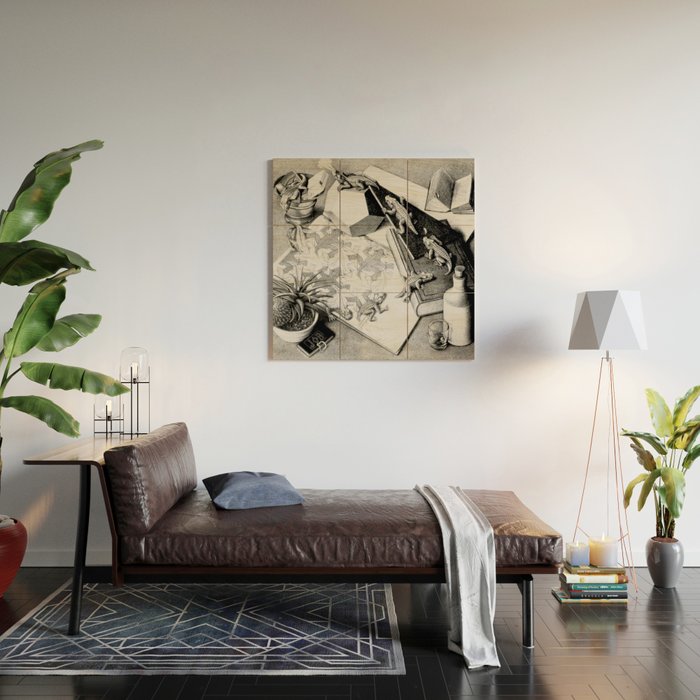 MC Escher Reptiles 1943 Artwork for Posters Prints Tshirts Men Women Kids Wood Wall Art Gallery Image 2