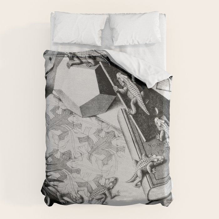 MC Escher Reptiles 1943 Artwork for Posters Prints Tshirts Men Women Kids Duvet Cover Gallery Image 1