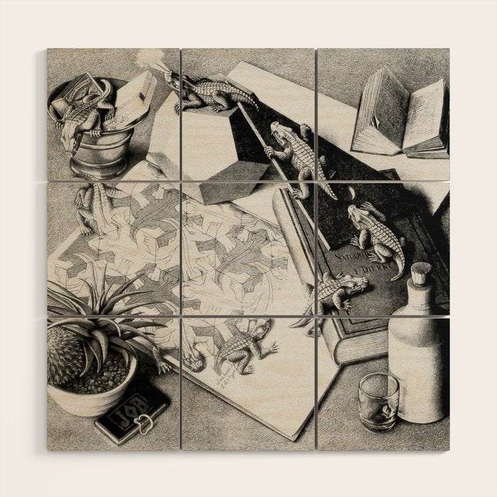 MC Escher Reptiles 1943 Artwork for Posters Prints Tshirts Men Women Kids Wood Wall Art Gallery Image 1