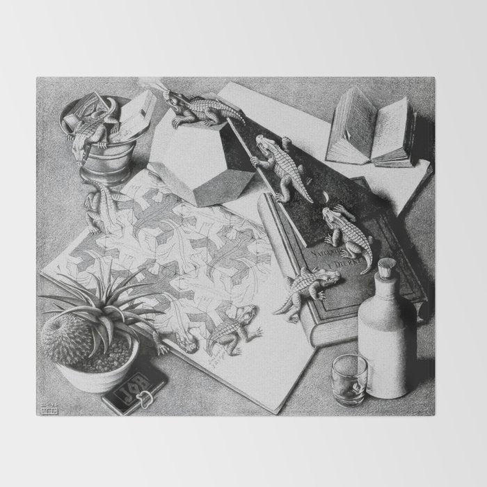 MC Escher Reptiles 1943 Artwork for Posters Prints Tshirts Men Women Kids Throw Blanket Gallery Image 2