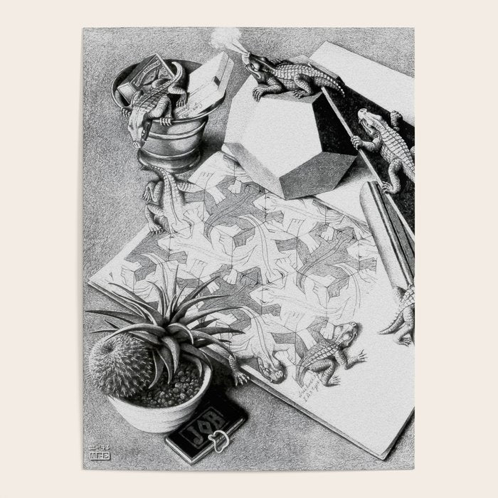 MC Escher Reptiles 1943 Artwork for Posters Prints Tshirts Men Women Kids Poster Gallery Image 1
