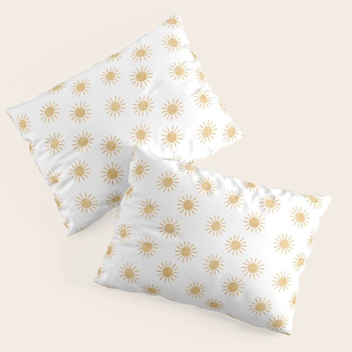 Suns  - golden on white Pillow Sham Gallery Image 1