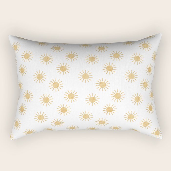 Suns  - golden on white Rectangular Pillow Gallery Image 1
