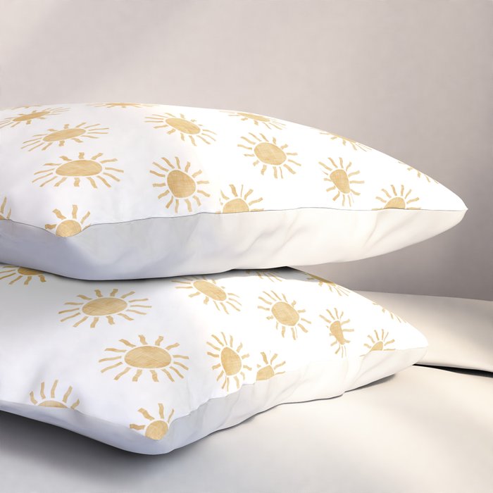 Suns  - golden on white Pillow Sham Gallery Image 3