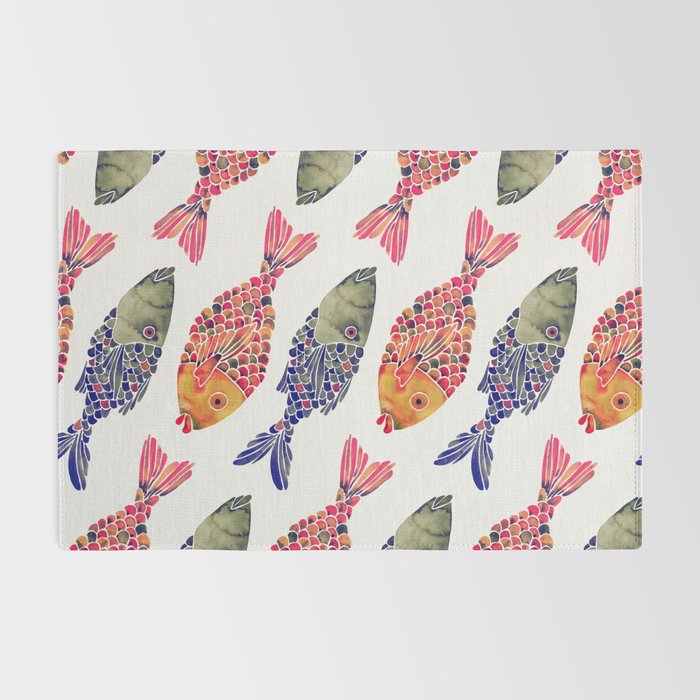 Indonesian Fish Duo - Navy & Coral Palette Rug Gallery Image 2