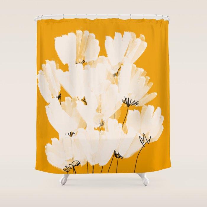 Flowers In Tangerine Shower Curtain Gallery Image 1