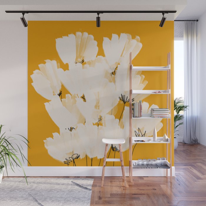 Flowers In Tangerine Wall Mural Gallery Image 1