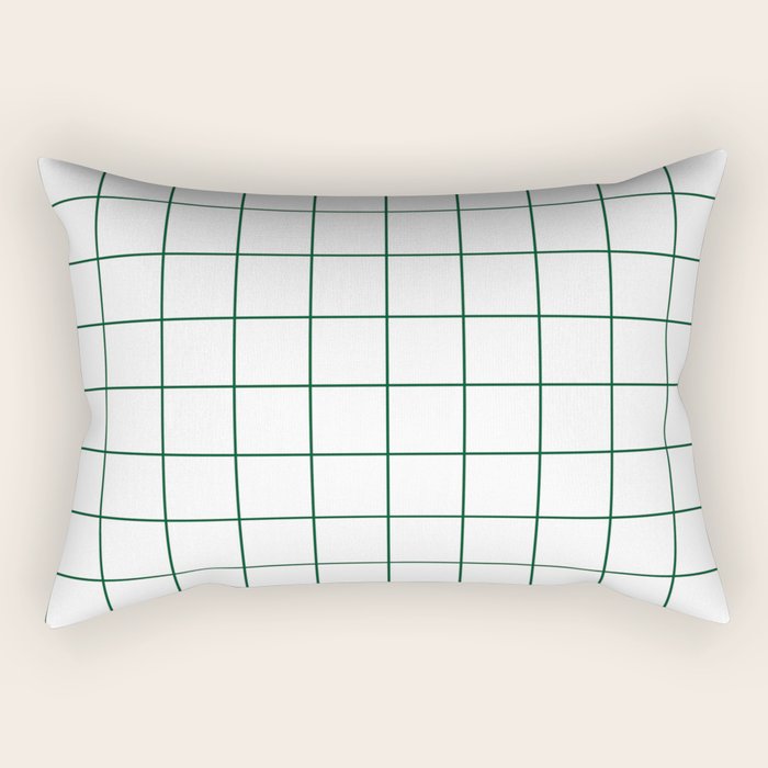 Grid Pattern White Forest Green Windowpane Graph Check Stripe Lines Minimalist Stripes Line Drawing Rectangular Pillow Gallery Image 2