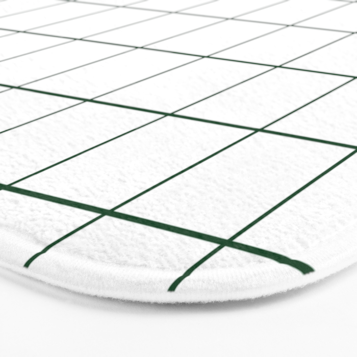 Grid Pattern White Forest Green Windowpane Graph Check Stripe Lines Minimalist Stripes Line Drawing Bath Mat Gallery Image 3