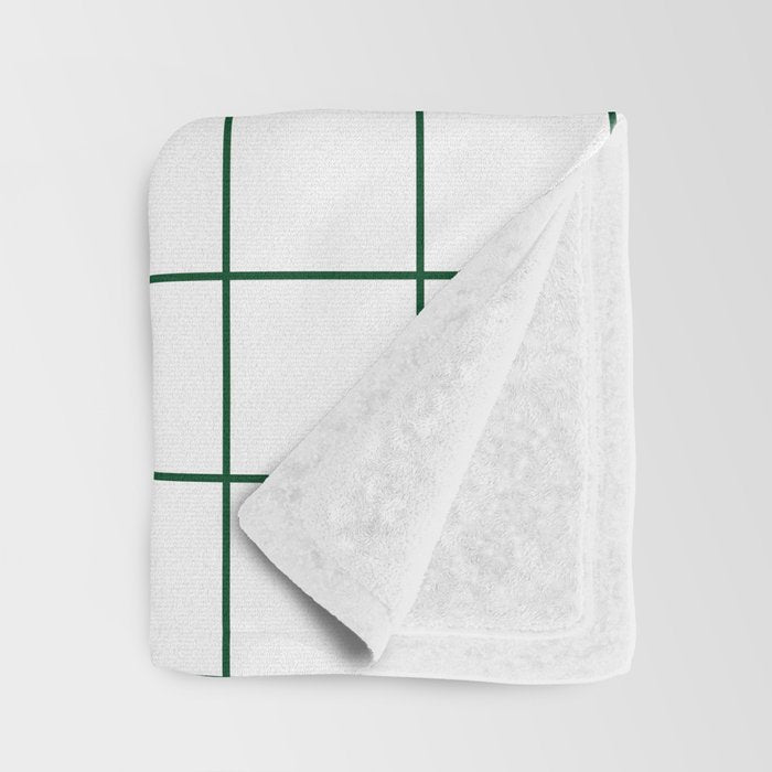 Grid Pattern White Forest Green Windowpane Graph Check Stripe Lines Minimalist Stripes Line Drawing Throw Blanket Gallery Image 3
