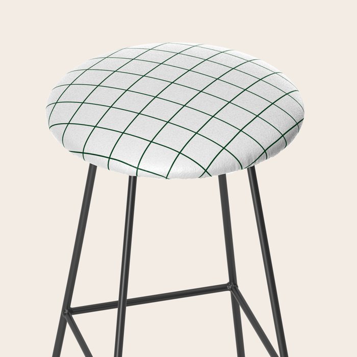 Grid Pattern White Forest Green Windowpane Graph Check Stripe Lines Minimalist Stripes Line Drawing Stool Gallery Image 2