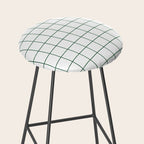 Grid Pattern White Forest Green Windowpane Graph Check Stripe Lines Minimalist Stripes Line Drawing Stool Gallery Image 2