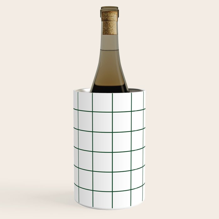 Grid Pattern White Forest Green Windowpane Graph Check Stripe Lines Minimalist Stripes Line Drawing Wine Chiller Gallery Image 3