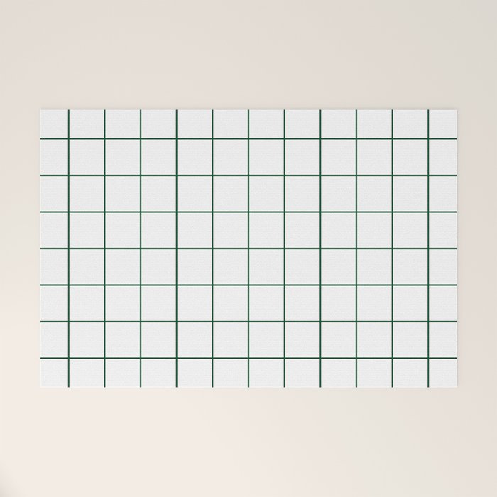 Grid Pattern White Forest Green Windowpane Graph Check Stripe Lines Minimalist Stripes Line Drawing Welcome Mat Gallery Image 1
