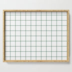 Grid Pattern White Forest Green Windowpane Graph Check Stripe Lines Minimalist Stripes Line Drawing Serving Tray Gallery Image 1