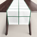 Grid Pattern White Forest Green Windowpane Graph Check Stripe Lines Minimalist Stripes Line Drawing Table Runner Gallery Image 1
