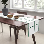 Grid Pattern White Forest Green Windowpane Graph Check Stripe Lines Minimalist Stripes Line Drawing Table Runner Gallery Image 2