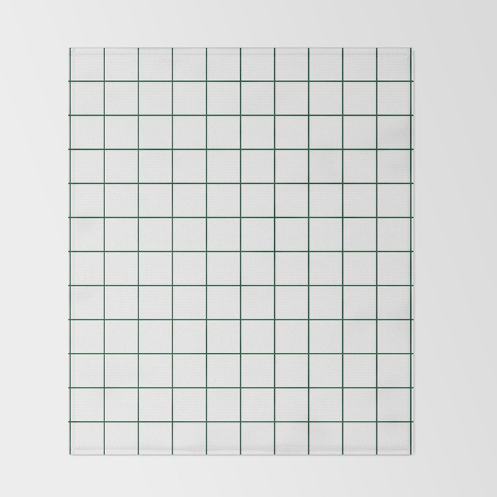 Grid Pattern White Forest Green Windowpane Graph Check Stripe Lines Minimalist Stripes Line Drawing Throw Blanket Gallery Image 2
