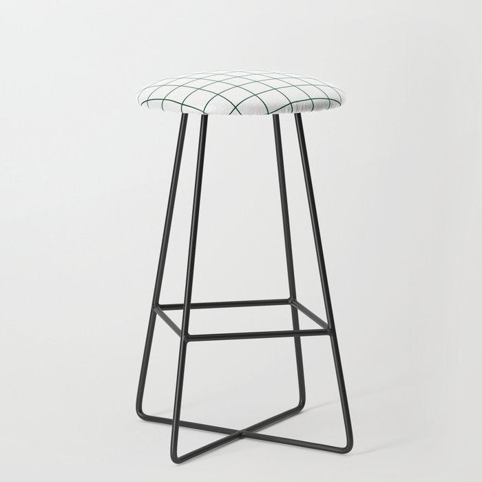 Grid Pattern White Forest Green Windowpane Graph Check Stripe Lines Minimalist Stripes Line Drawing Stool Gallery Image 1