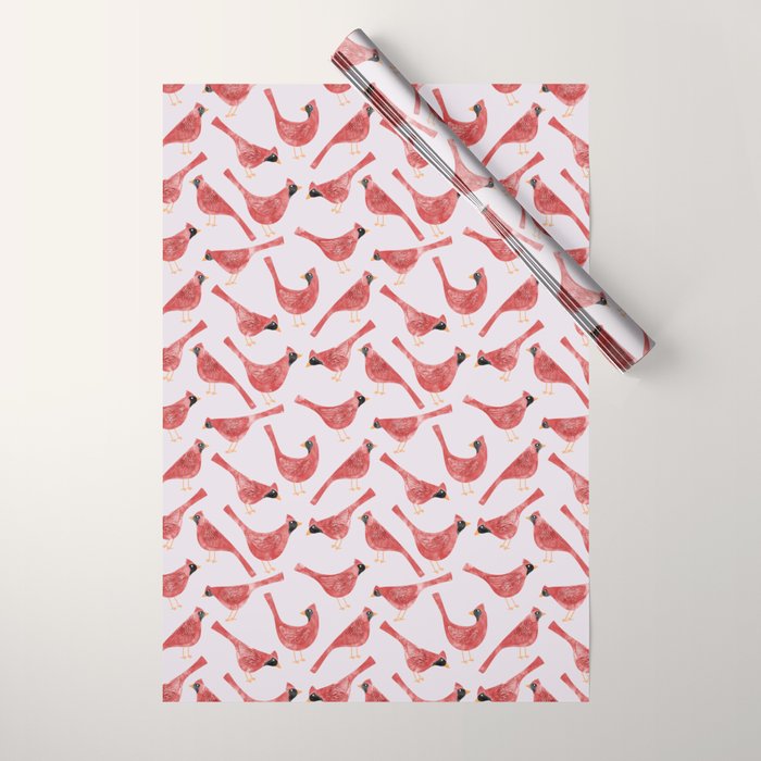 Red  Cardinal Birds Wrapping Paper Gallery Image 1