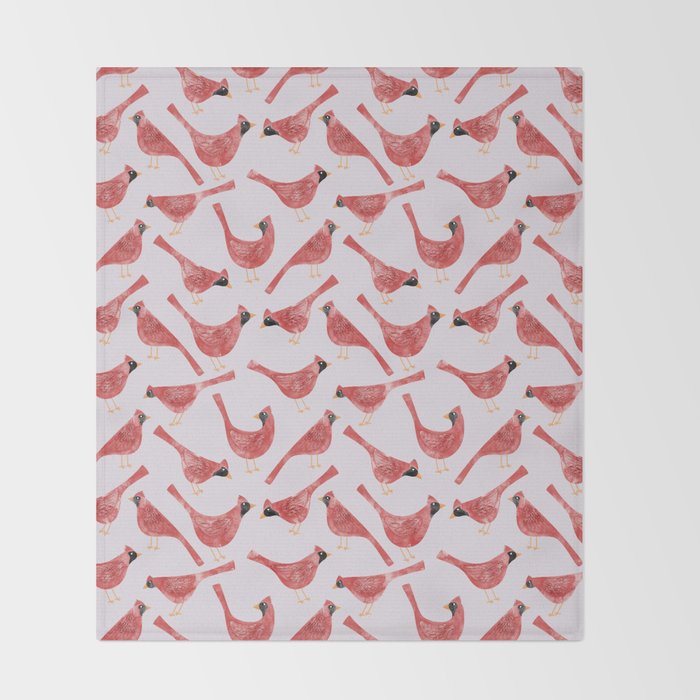 Red  Cardinal Birds Throw Blanket Gallery Image 2