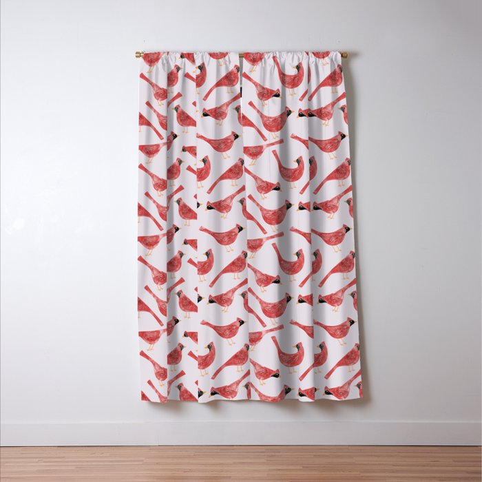 Red  Cardinal Birds Window Curtain Gallery Image 3