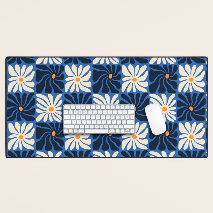 Vintage flower art pattern Desk Mat Gallery Image 1