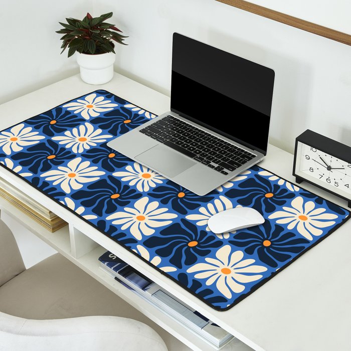 Vintage flower art pattern Desk Mat Gallery Image 2