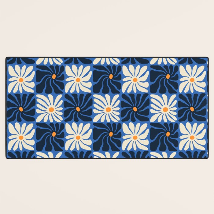 Vintage flower art pattern Desk Mat Gallery Image 3