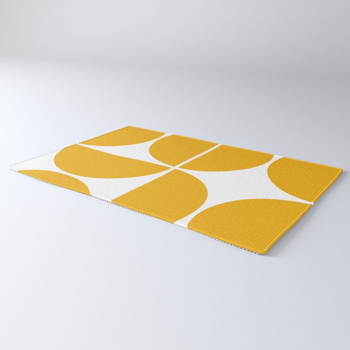 Mid Century Modern Yellow Square Rug Gallery Image 3