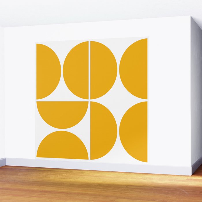 Mid Century Modern Yellow Square Wall Mural Gallery Image 2