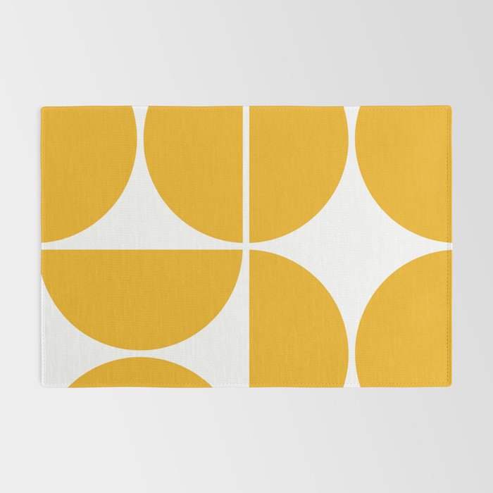 Mid Century Modern Yellow Square Rug Gallery Image 2