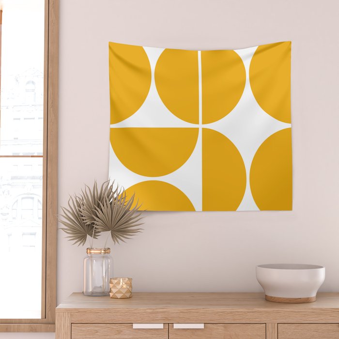 Mid Century Modern Yellow Square Wall Tapestry Gallery Image 2