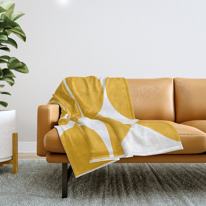 Mid Century Modern Yellow Square Throw Blanket Gallery Image 1