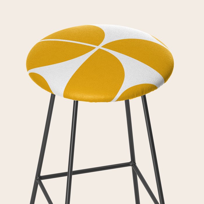 Mid Century Modern Yellow Square Stool Gallery Image 2