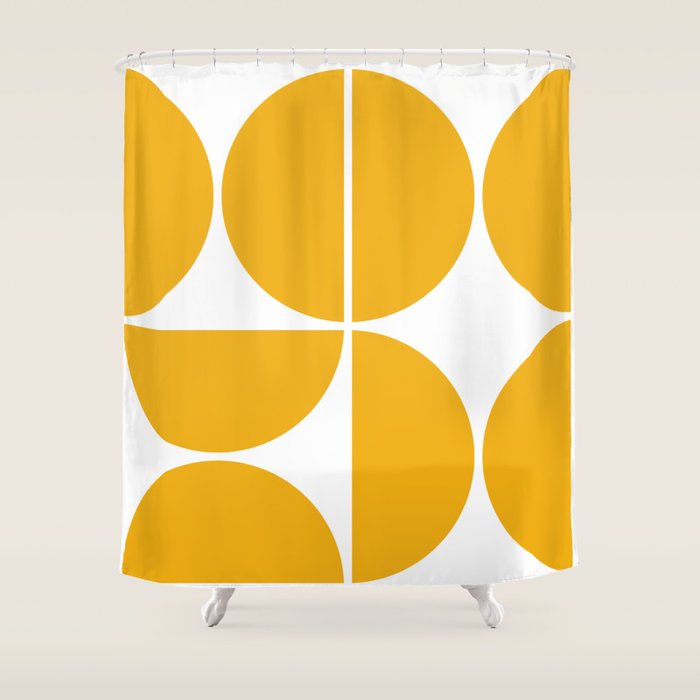 Mid Century Modern Yellow Square Shower Curtain Gallery Image 1