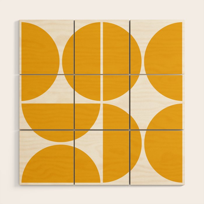 Mid Century Modern Yellow Square Wood Wall Art Gallery Image 1