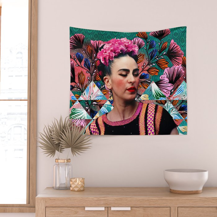 Flowery Frida Wall Tapestry Gallery Image 2