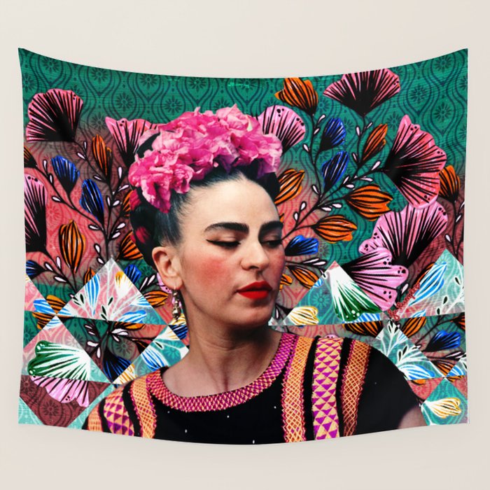 Flowery Frida Wall Tapestry Gallery Image 1