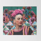 Flowery Frida Throw Blanket Gallery Image 2