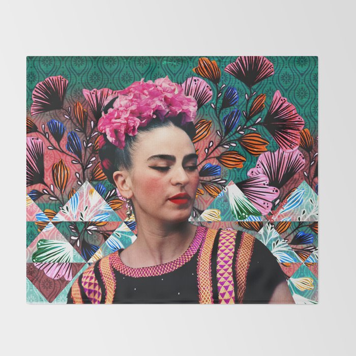 Flowery Frida Throw Blanket Gallery Image 2