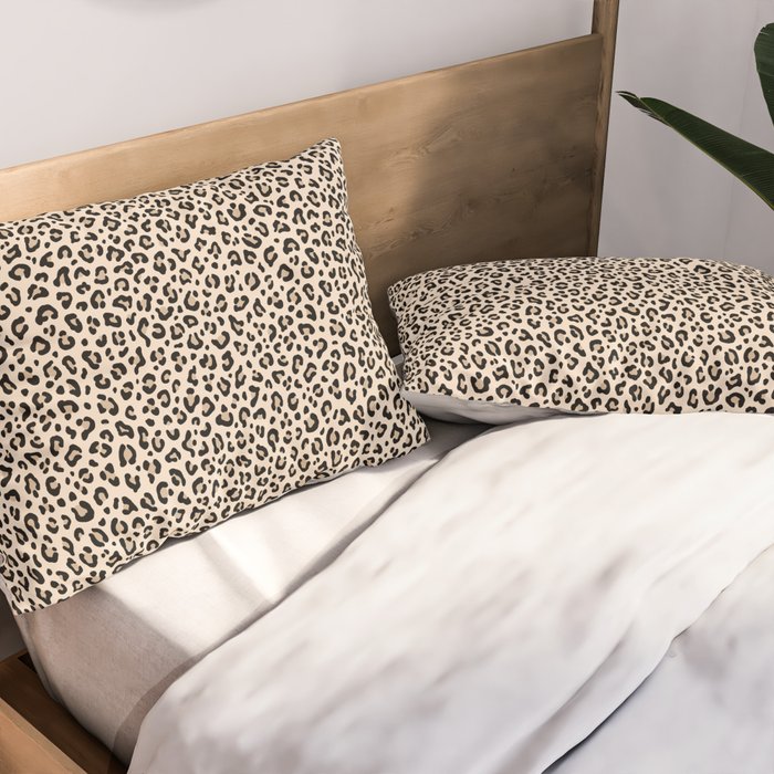 BLACK and WHITE LEOPARD PRINT â Ecru | Collection : Leopard spots â Punk Rock Animal Prints | Pillow Sham Gallery Image 2