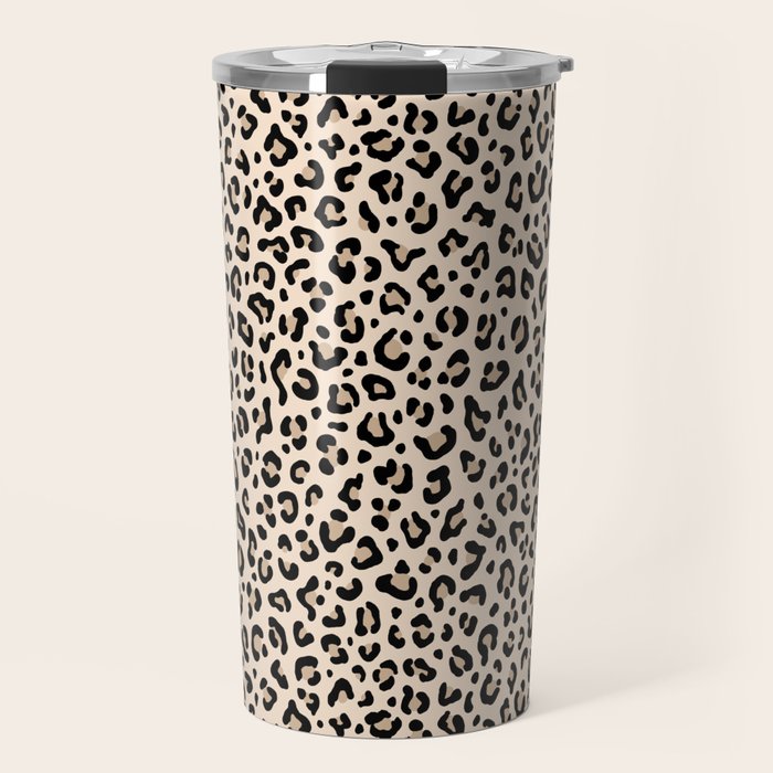 BLACK and WHITE LEOPARD PRINT â Ecru | Collection : Leopard spots â Punk Rock Animal Prints | Travel Mug Gallery Image 1