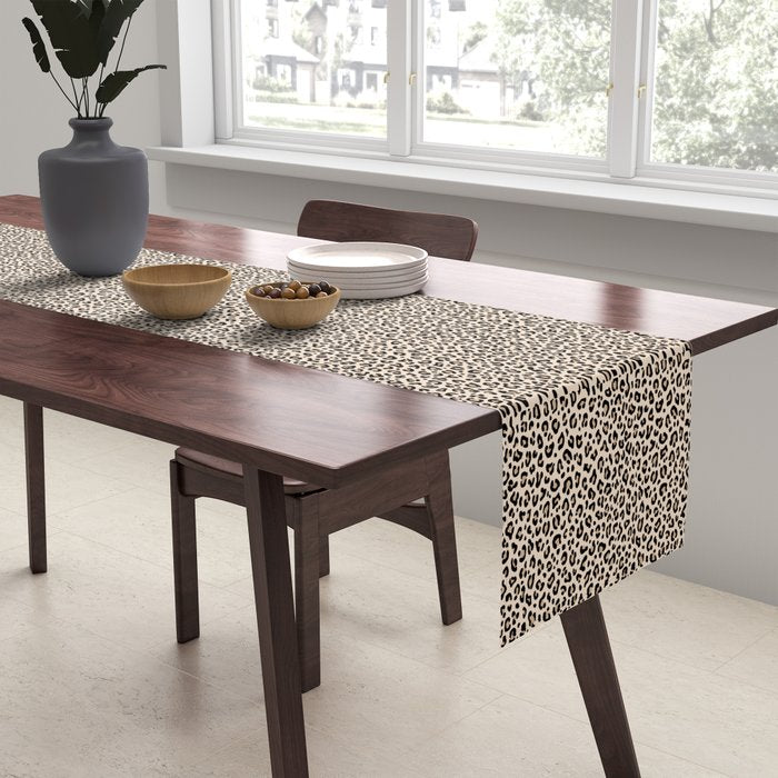 BLACK and WHITE LEOPARD PRINT â Ecru | Collection : Leopard spots â Punk Rock Animal Prints | Table Runner Gallery Image 2